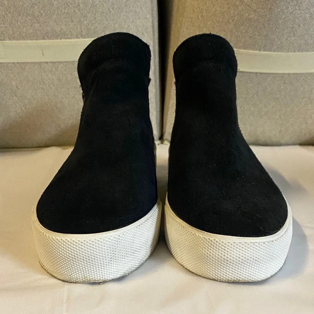 Keds‎ women’s size 8.5 black suede leather and tweed Cooper Slip On Sneakers